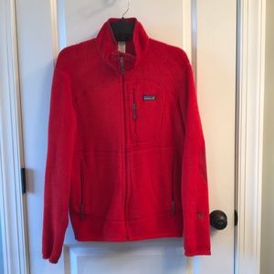 EUC red fleece jacket clean no odors no rips or tears